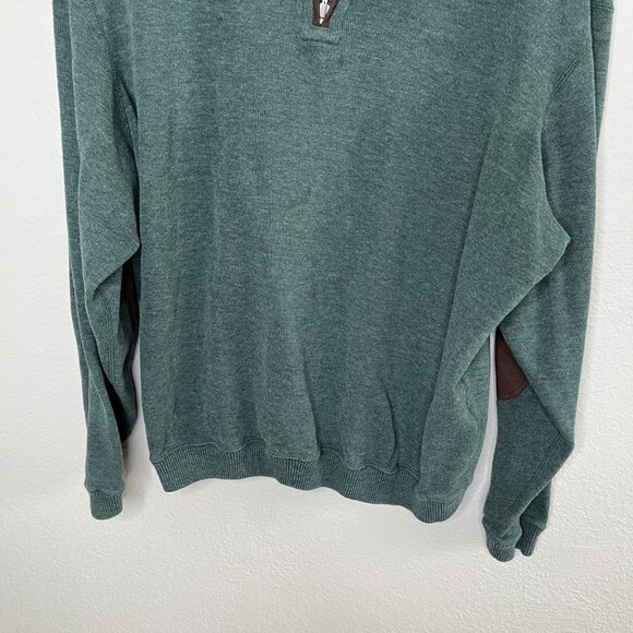 Cremieux Mens Green Retro Elbow patch 1/4 Zip Pullover Sweater XL - Picture 5 of 10